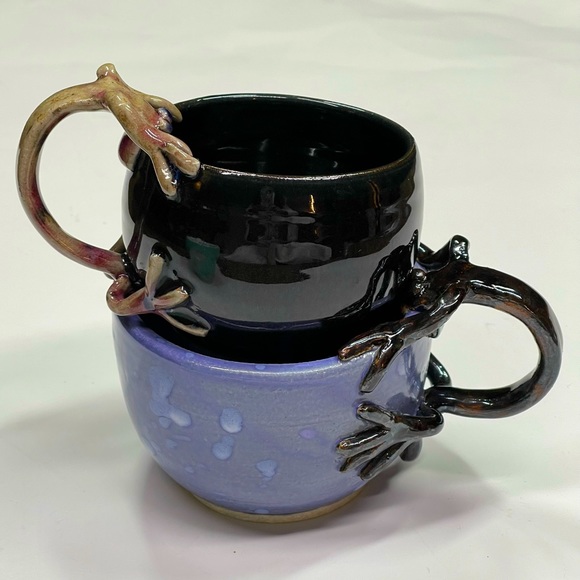 Handmade Pottery Ceramic His and Her Coffee/Tea cup Signed by Artist - Picture 1 of 9